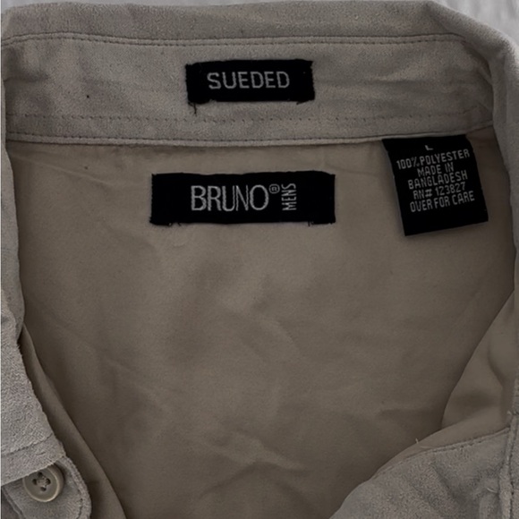 Bruno Sueded Men's tan button down long sleeve shirt - Picture 3 of 8